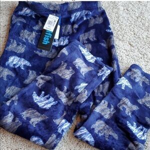 Jellifish Boy’s Blue Polar Bear Fuzzy Plush Pajama Pants Size M NEW